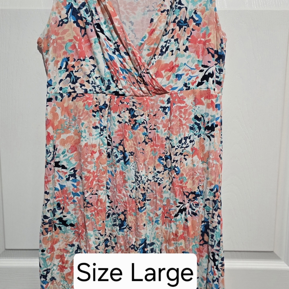 St. John's Bay Pink Sleeveless V-Neck Midi Sundress